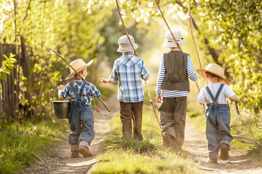 Four Boys With Fishing Rods